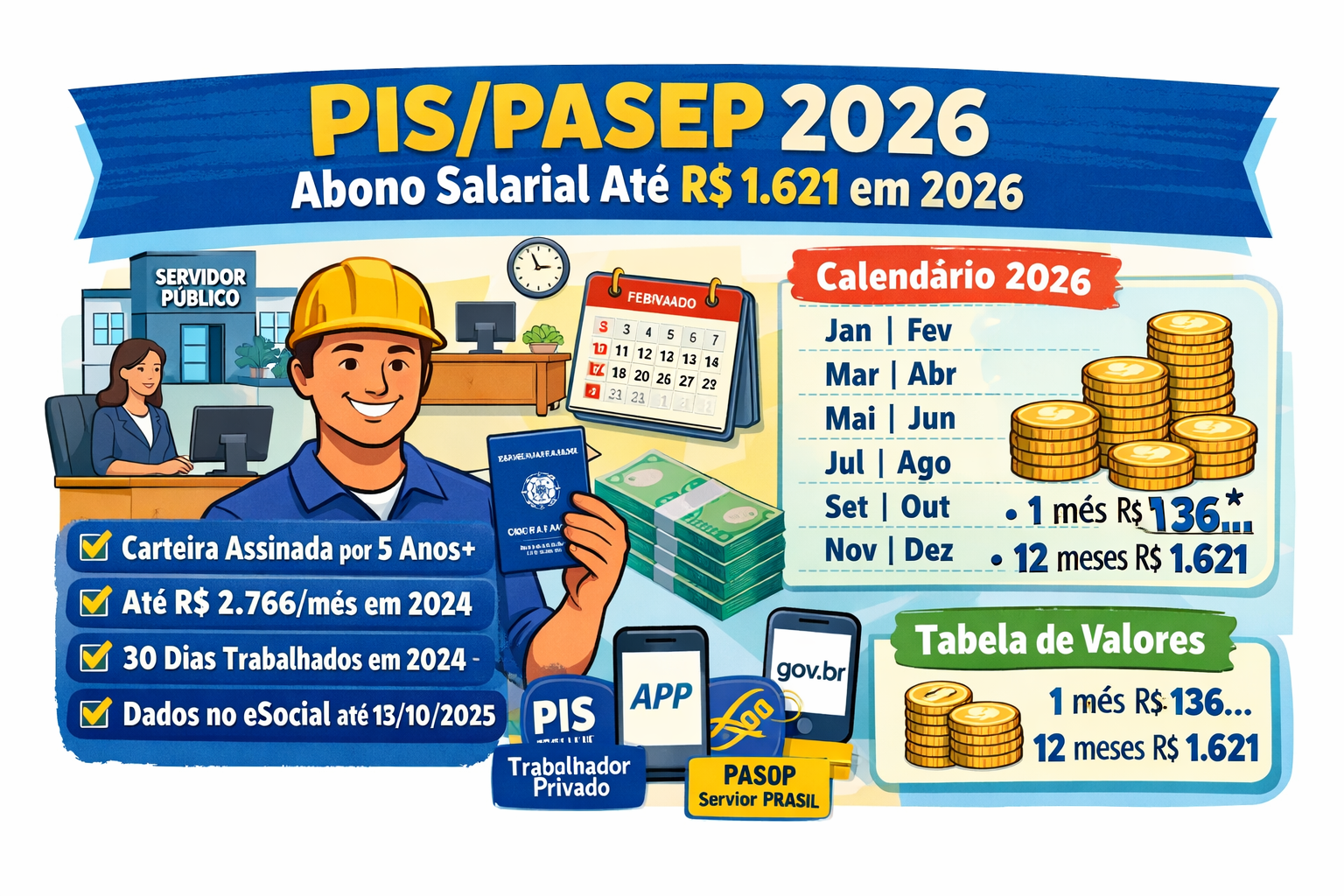 PIS/PASEP 2026: Quem Tem Direito, Calendário Completo e Como Receber Até R$ 1.621